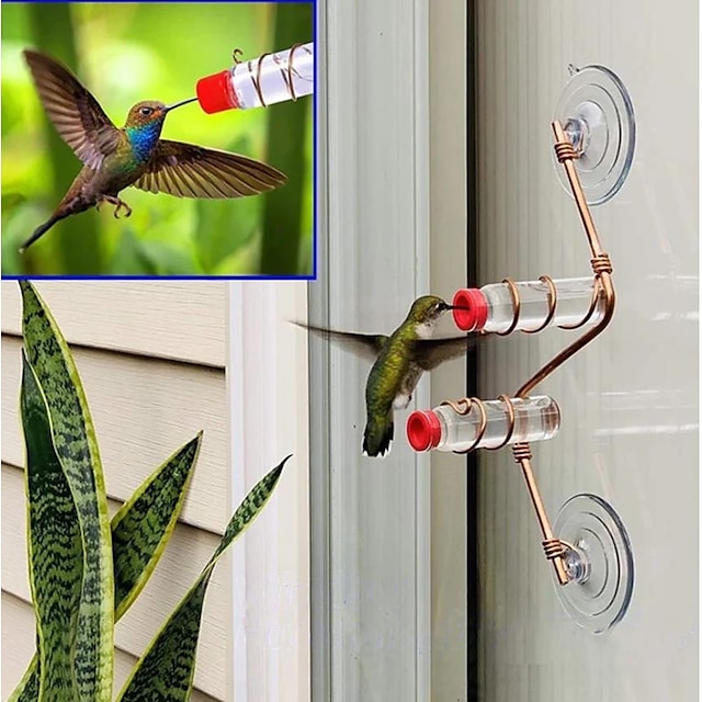  Window Hummingbird Feeder Window Mount Hummingbird Feeder Water Drinker Outdoor Garden Yard Decor