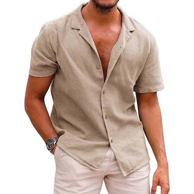 Men's Summer Shirt Beach Wear Button Up Shirt Camp Collar Shirt Cuban