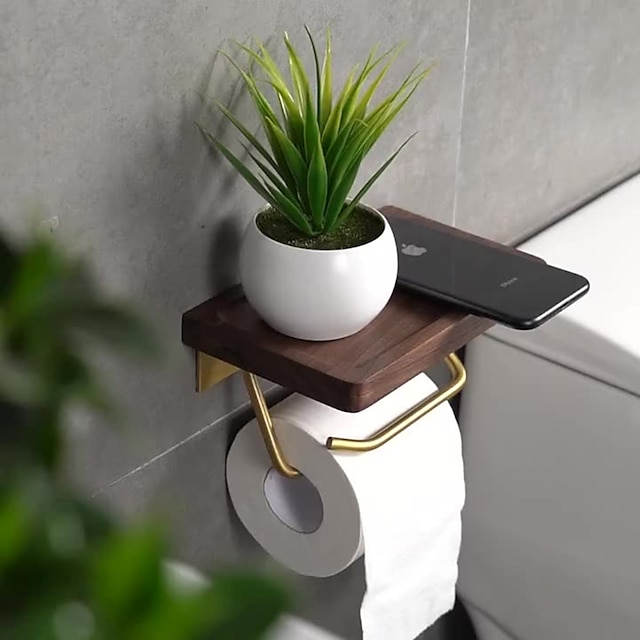  Porta carta igienica in legno massello di noce con fori per carta igienica in legno massello