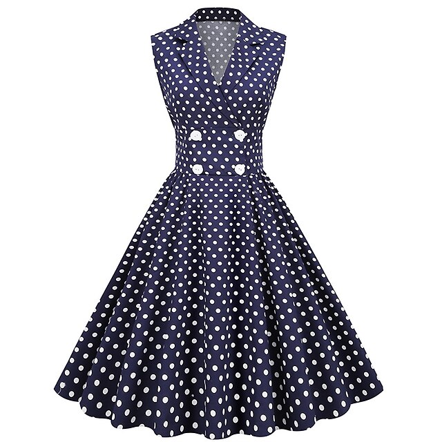 Polka Dots Retro Vintage 1950s Vintage Dress Cocktail Dress Swing Dress Flare Dress Audrey 