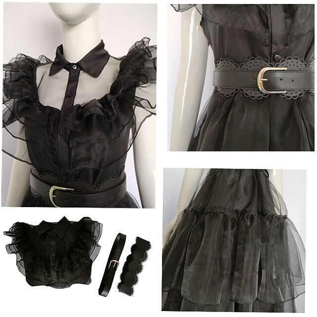 Book Week Girls Halloween Family Wednesday Dress Addams Costume Cospla