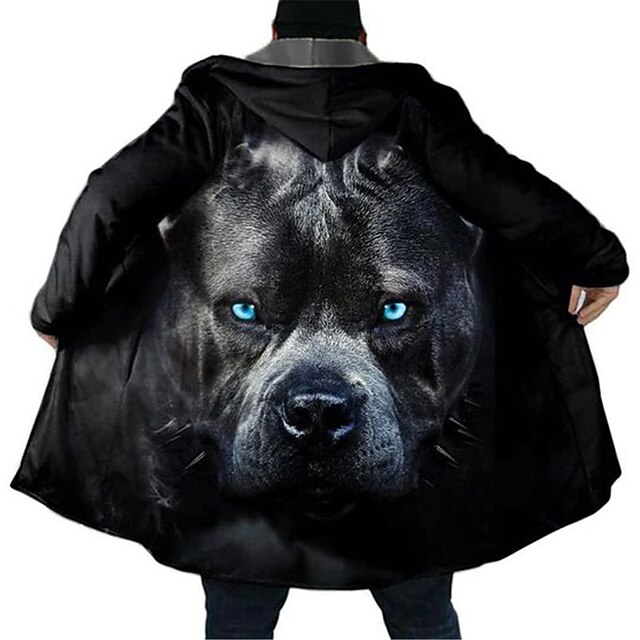 Men's Animal Dog Graphic Prints Winter Coat Fleece Jacket Coat Warm Comfortable Breathable Fashion Streetwear Sport Sports & Outdoor Daily Wear Going out Zipper Pocket Print Fall & Winter Hoodie Long3