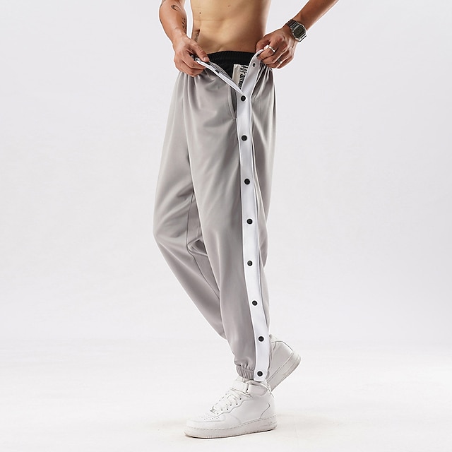 Men's Tear Away Basketball Pants Sweatpants High Split Snap Button