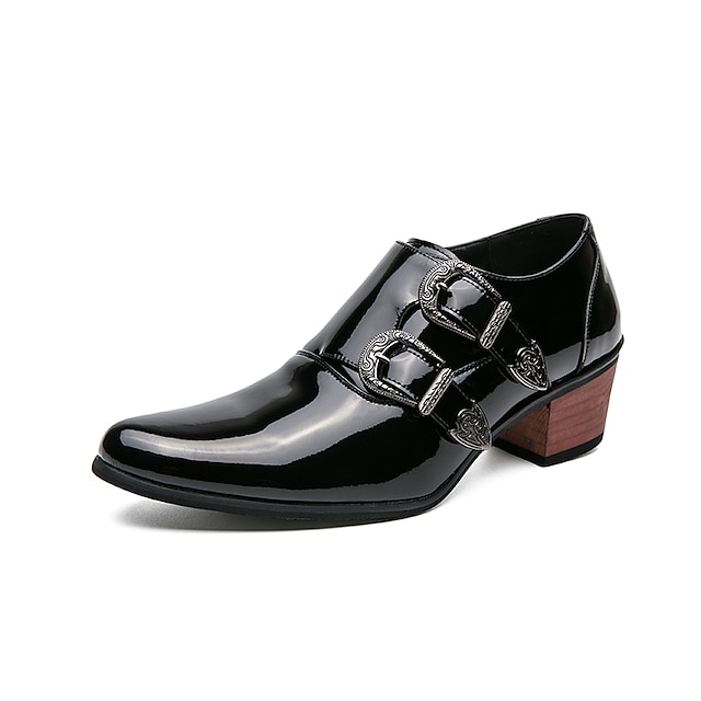  Hombre Oxfords Zapatos de Mojes Tallas Grandes Zapatos de incremento de altura Casual Británico Boda Fiesta y Noche Cuero Patentado Cordones Brillante Negro Negro Marrón Primavera Otoño