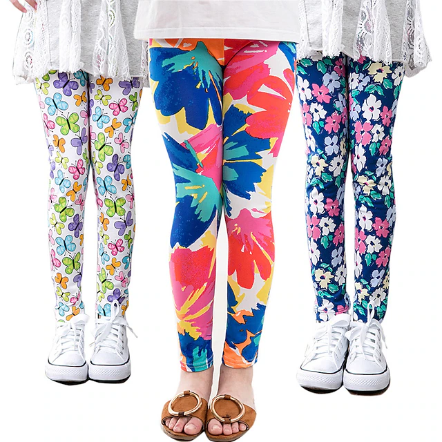 Kids Girls' Leggings Graphic Fashion Outdoor 7-13 Years Fall Black White Pink 5