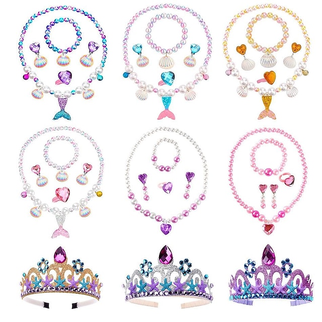  Girls' Mermaid Tail Accessories Set Fairytale Princess Bags and Purses Necklace Earring Movie Cosplay Cute Little Mermaid Costume Party Halloween Masquerade World Book Day Costumes