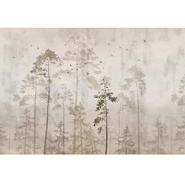  σκανδιναβική φύση ζωγραφισμένη στο χέρι δάσος ταπετσαρία εστιατορίου μικρή φρέσκια εικονογράφηση ταπετσαρία σαλονιού καναπές υπνοδωμάτιο ταπετσαρία φόντου