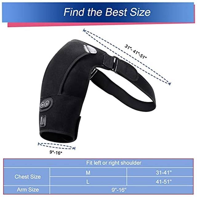 Heated Massage Shoulder Brace With 3 Vibration And Heating Settings Supports Adjustable Heated