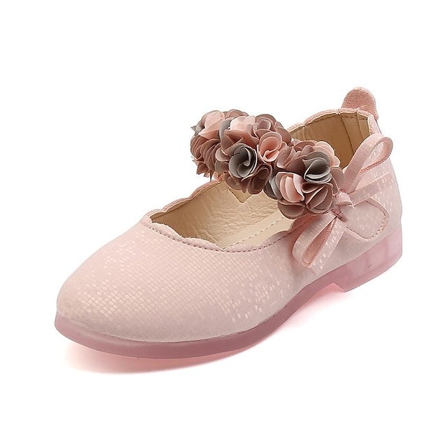  Girls' Flats Daily Dress Shoes Flower Girl Shoes Princess Shoes PU Big Kids(7years +) Little Kids(4-7ys) School Wedding Party Dancing Flower Pink off-white Fall Spring