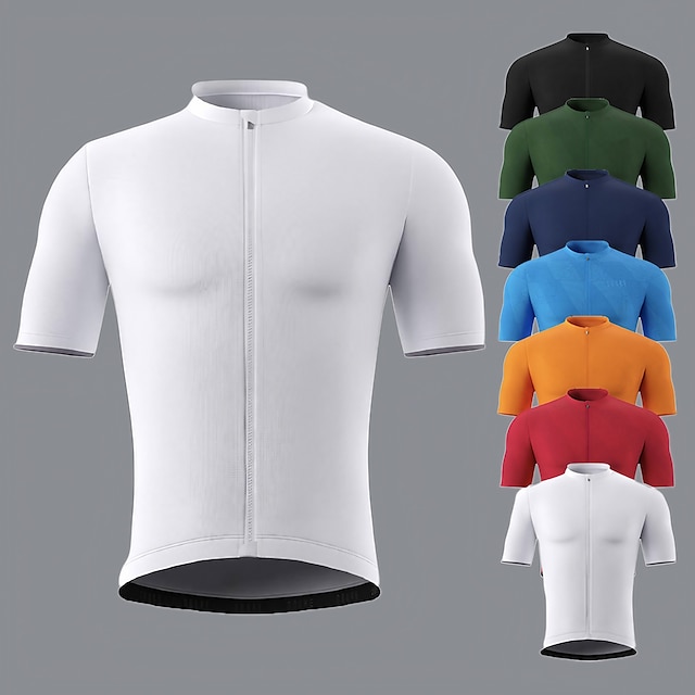  21Grams Men's Cycling Jersey Short Sleeve Bike Jersey Top with 3 Rear Pockets Mountain Bike MTB Road Bike Cycling Breathable Moisture Wicking Soft Quick Dry Black White Red Color Block Patchwork