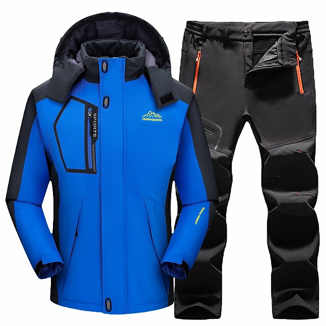 Men's Ski Jacket with Pants Waterproof Hiking Jacket Rain Jacket Winter