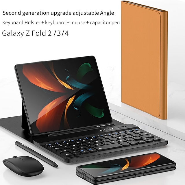  telefon Etui Til Samsung Galaxy Z Fold 5 Z Fold 4 Z Fold 3 Z Fold 2 Bagcover Støddæmperramme Vend Med keyboard Ensfarvet PC