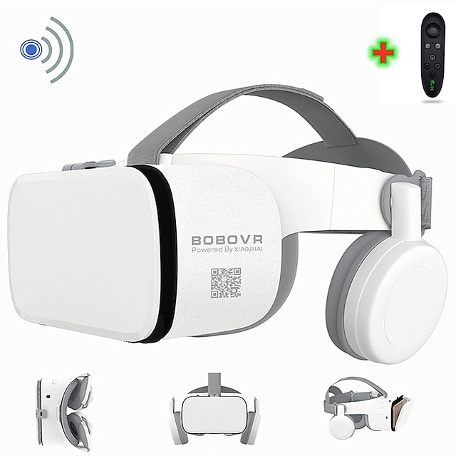  משקפי bobovr z6 vr החדשים ביותר, אוזניות Bluetooth אלחוטיות משקפי טלפון מרחוק מציאות מדומה מציאות מדומה 3D קופסת קרטון 4.7- 6.2 אינץ', אוזניות VR 3D עם שלט רחוק אלחוטי