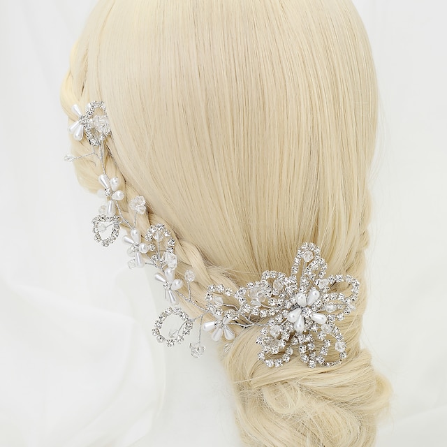 Headdress Headpiece Hair Pin Imitation Pearl Rhinestone Wedding Special Occasion Fashion With 2504