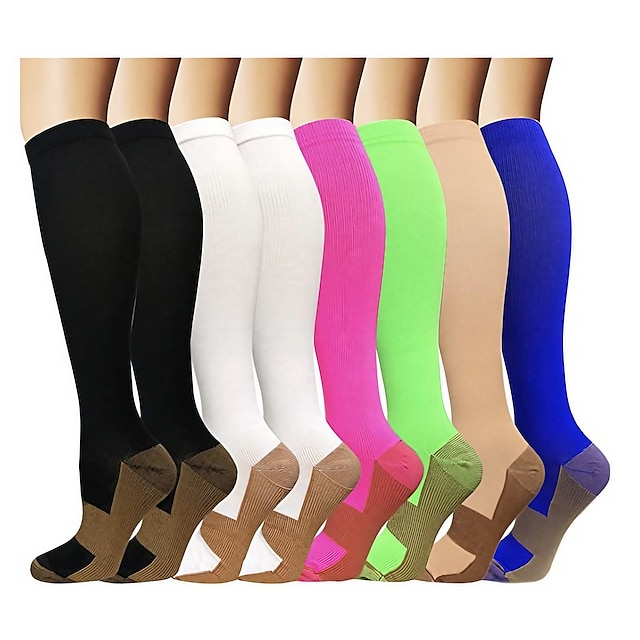  Men's Women's Socks Compression Socks Cycling Socks Bike / Cycling Breathable Anatomic Design Wearable 3 Pairs Patchwork Nylon Black White Blue S L-XL / Stretchy / Lightweight