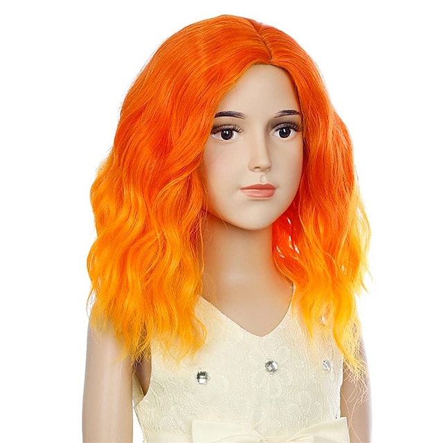 Peluca de fuego para niños, peluca naranja ombre corta niñas, disfraz de fiesta halloween, peluca de sintética, talla infantil 9420160 – €27.49