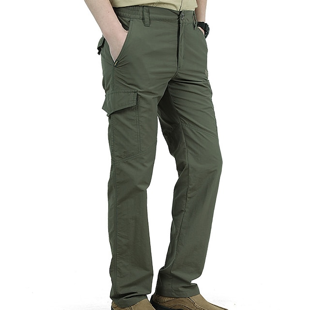 Men's Cargo Pants Cargo Trousers Trousers Elastic Waist 6 Pocket Plain ...