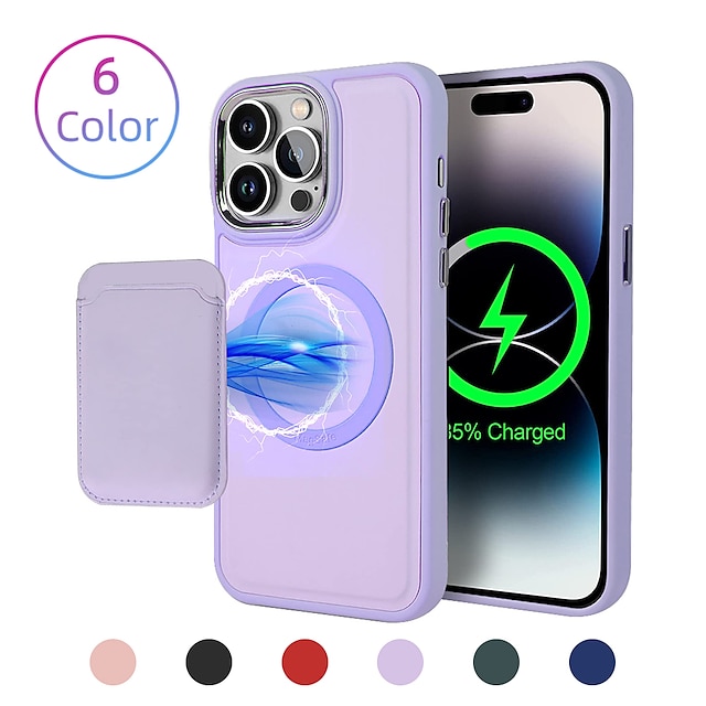  Phone Case For iPhone 15 Pro Max Plus iPhone 14 13 12 11 Pro Max Plus With Magsafe Magnetic Card Slot Solid Color Silicone