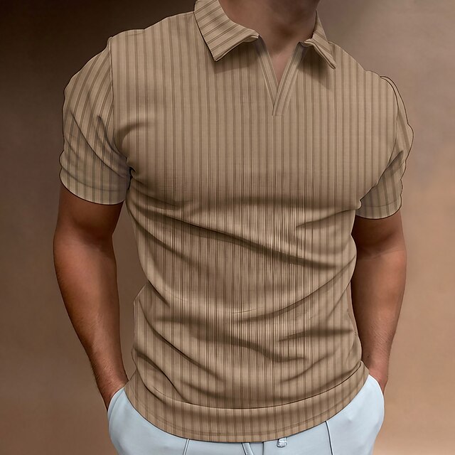 Men's Golf Shirt Casual Going out V Neck Short Sleeve Sportswear Casual ...