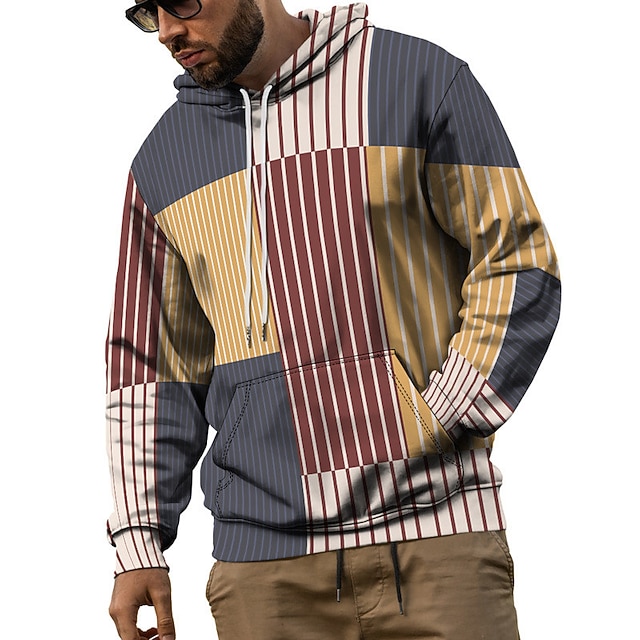  Voor heren Kleurenblok Grafische prints graffiti Trui met capuchon Hoodies Sweatshirt Streetwear Ontwerper Lange mouw Capuchon Dagelijks Sport Zwart en Wit Wit Afdrukken Lente & Herfst Ontwerper