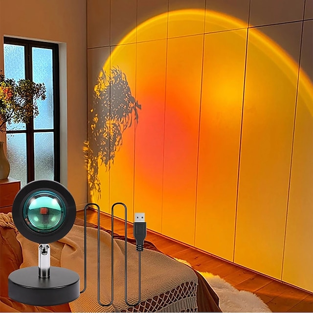  sunset projektor lámpa usb tápellátású szivárványos naplemente atmoszféra lámpa 180 fok