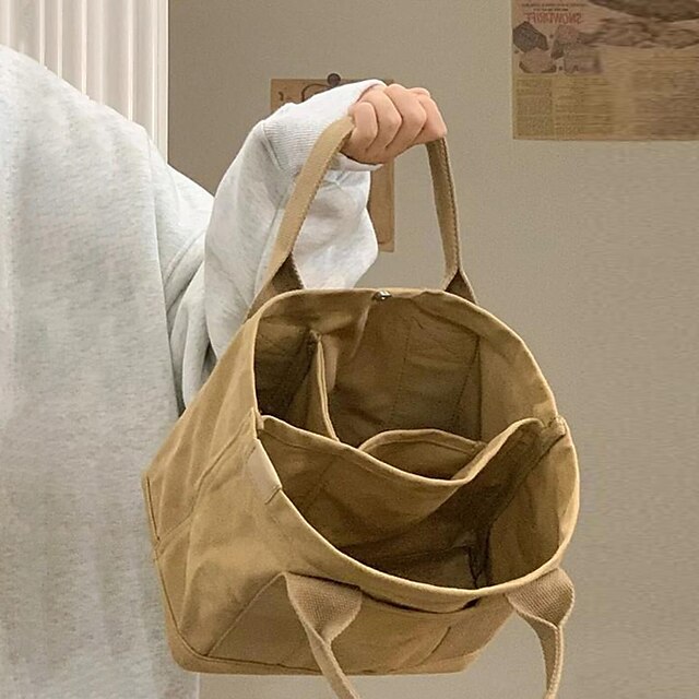  Women's Girls' Tote Tote Canvas Tote Bag Canvas Outdoor Shopping Daily Solid Color Pink khaki