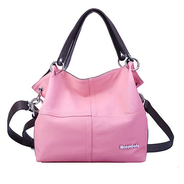 Women's Handbag Tote PU Leather Daily Zipper Solid Color Black Pink ...