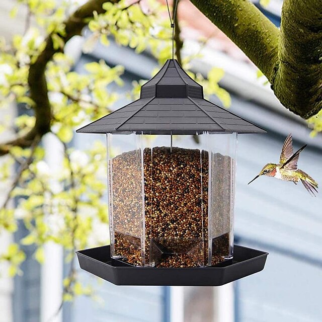  fuglematere hengende ekornsikker fuglemater i plast fuglefrømater med sekskantet tak gjennomsiktig fuglemater på vinduet fuglemater for småfugler gullfinkmater