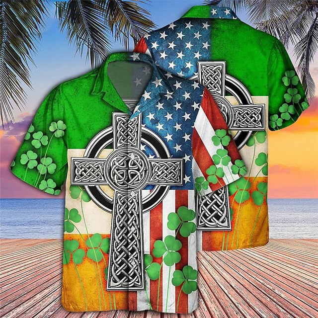 St.Patrick's Day Men's Shirt Summer Hawaiian Shirt Graphic Prints Saint ...