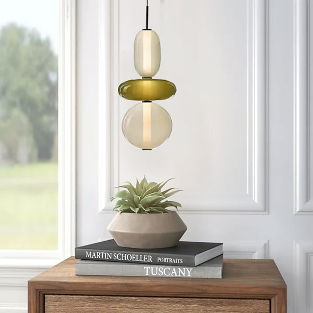  Lámpara colgante led de vidrio, luz de isla moderna, luz de noche, 16 cm, diseño único, estilo nórdico, 220-240 v, 110-120 v