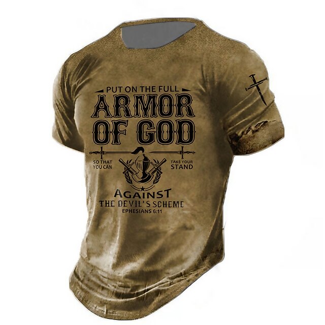 Men's Graphic Letter T Shirt Tee Casual Style Classic Style Short Sleeve T shirt 3D Print Crew Neck Shirt Vintage Outdoor Casual Daily Khaki Spring & Summer Clothing Apparel S M L XL 2XL 3XL2