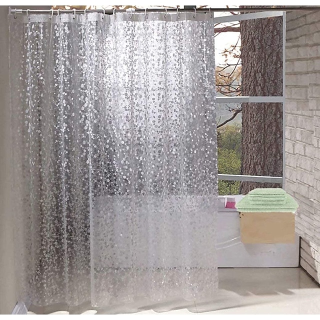 Bathroom Curtain Pvc Waterproof Clear Cobblestone Transparent Heavy ...