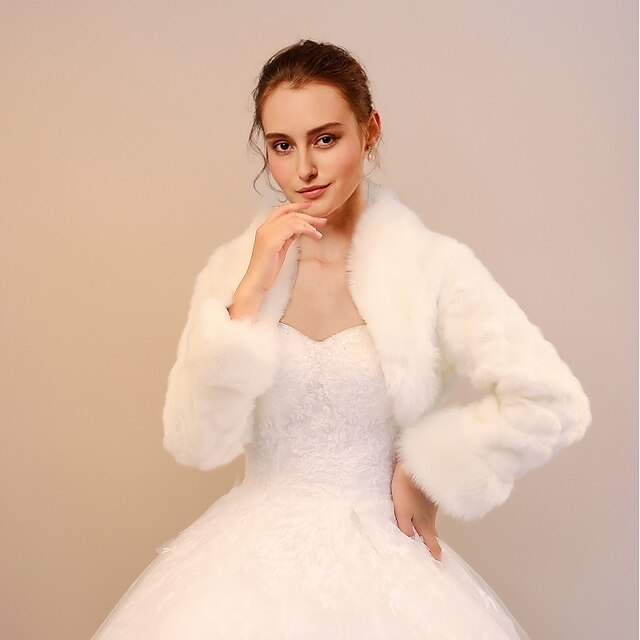  ridică din umeri blană artificială haină albă toamnă nuntă / petrecere / seară împachetări femei cu neted / model / imprimeu / buline