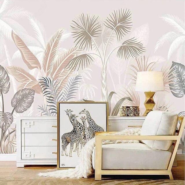 Vintage Tropical Plant Leaf Wall Painting Living Room TV Sofa Bedroom Background Wall Wallpaper