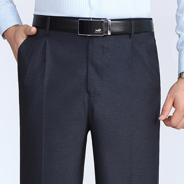 Men's Dress Pants Trousers Pleated Pants Zipper Pocket Straight Leg