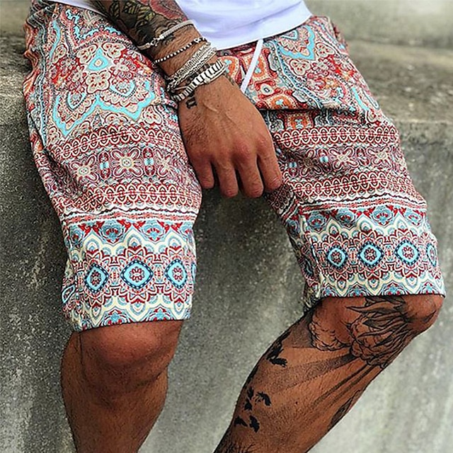  Per uomo Pantaloncini Pantaloncini estivi Bermuda Pantaloncini da spiaggia A cordoncino Stampa Stampe astratte Comfort Leggero Lunghezza del ginocchio Per eventi Spiaggia Moda Informale 1 2 Anelastico