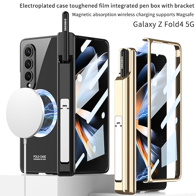  Phone Case For Samsung Galaxy Z Fold 5 Z Fold 4 With Magsafe with Stand Holder Dustproof Shockproof Solid Colored TPU Acrylic PC