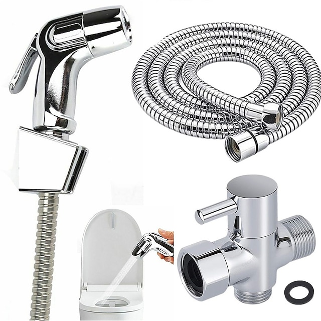  Hand-WC-Bidet-Sprayer-Set Kit Edelstahl-Hand-Bidet-Wasserhahn für Badezimmer Handbrause Düsenschlauch-Set Toilettensprinkler Docking-Handbrause Hand-WC-Sprayer-Zubehör