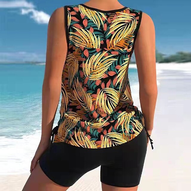 Women's Swimwear Tankini 2 Piece Plus Size Swimsuit Printing Floral ...