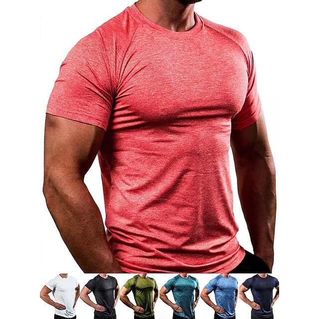  Bărbați Cămașă de gimnastică Manșon scurt Tricou Tee Spandex Respirabil Ușor Comfortabil Yoga Gimnastică antrenament Alergat Echipament sportiv Îmbrăcăminte de Sport  Negru Alb Verde Militar