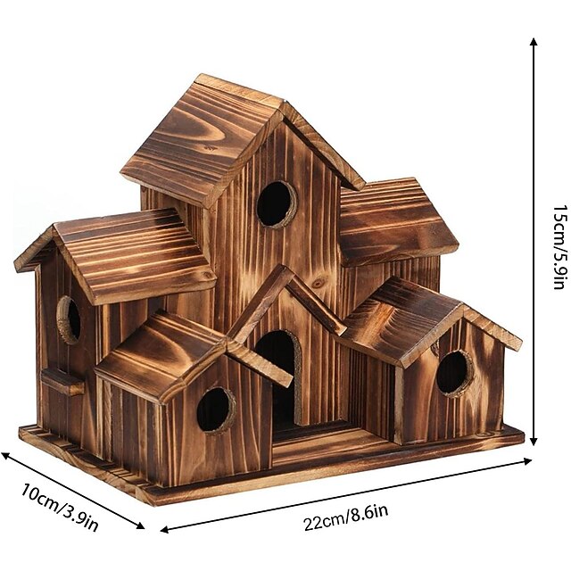 Curated visual reference: Custom Wooden Bird Houses For Sale Reference: Bird House For Outside 6 Holes Handmade Wooden Bird House