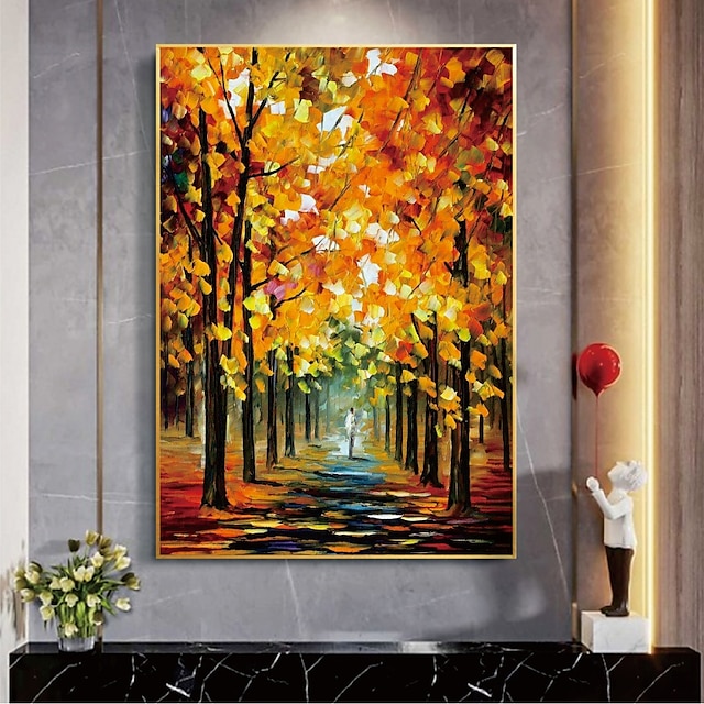  Handmade Hand Painted Oil Painting Wall Modern Abstract Autumn Landscape Painting Pattle Knife Art Canvas Painting Home Decoration Decor Rolled Canvas No Frame Unstretched