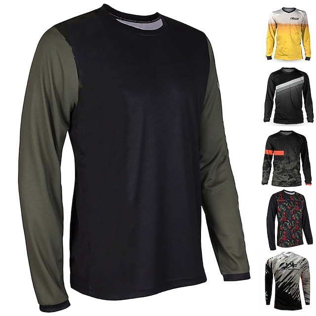  21Grams Homens Camisa para Ciclismo Jersey em declive Camisa da bicicleta da sujeira Manga Longa Moto Camisa / Roupas Para Esporte Blusas com 3 bolsos traseiros Ciclismo de Montanha Ciclismo de