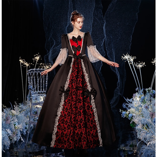  Gothique Victoriens Inspiré du vintage Epoque Médiévale Robe Costume de fête Robe de bal Princesse Shakespeare Femme Robe de Soirée Halloween Soirée Mascarade Robe
