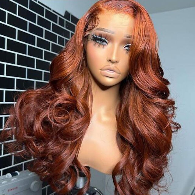  Remy Human Hair 13x4 Lace Front Wig Free Part Brazilian Hair Wavy Brown Wig 130% 150% Density with Baby Hair Natural Hairline 100% Virgin With Bleached Knots Pre-Plucked For wigs for black women Long