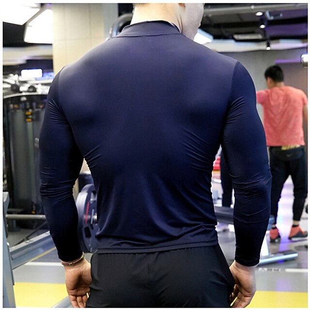 Men's Compression Shirt Running Shirt Long Sleeve Base Layer Athletic Athleisure Spring Striped Quick Dry Sweat wicking Power Flex Breathable Jogging Training Bodybuilding Sportswear Activewear Black 9