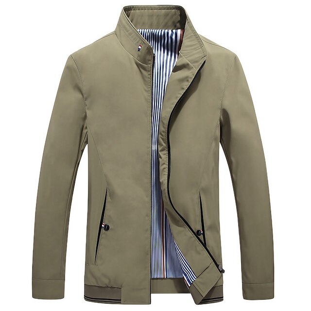 Men's Casual Jacket Daily Wear Vacation Durable Casual / Daily Pocket Fall Winter Solid / Plain