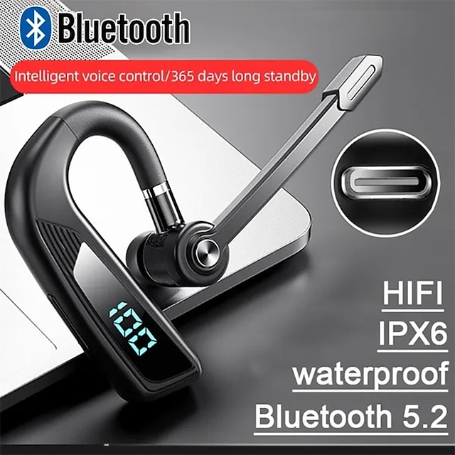  bluetooth 5.2 fülhallgató vezeték nélküli fülbe helyezhető fülhallgató mikrofonos led kijelzős fejhallgató izzadságálló üzleti fülhorog fülhallgató zajcsökkentő fejhallgató fülhallgató kihangosító