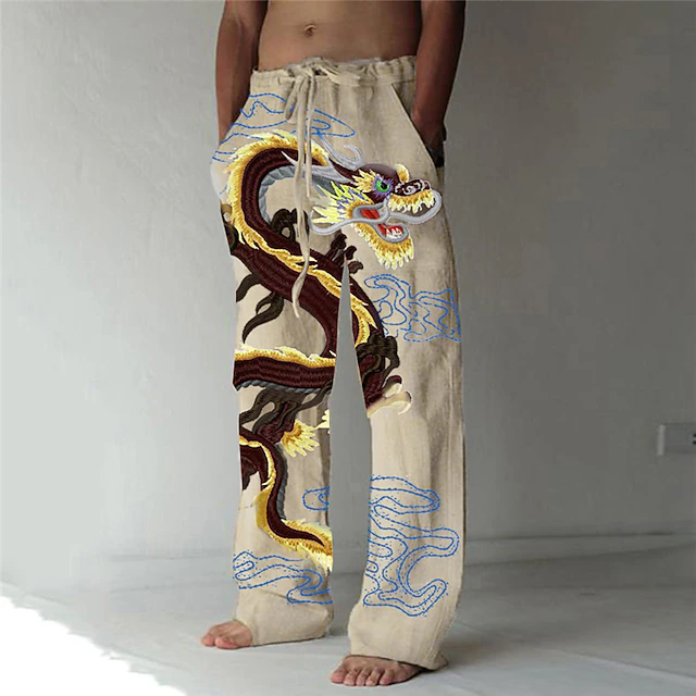 Linnen broek voor heren, losse, casual zomerbroek met elastische taille en trekkoord kopen vanaf een prijs van 13 Linnen broek voor heren, losse, casual zomerbroek met elastische taille en trekkoord kopen vanaf een prijs van 13