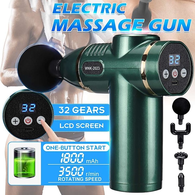  Nova pistola de massagem ajustável de 8 marchas, massageador muscular de percussão de tecidos profundos para alívio da dor, pistola de fáscia, massageador corporal elétrico
